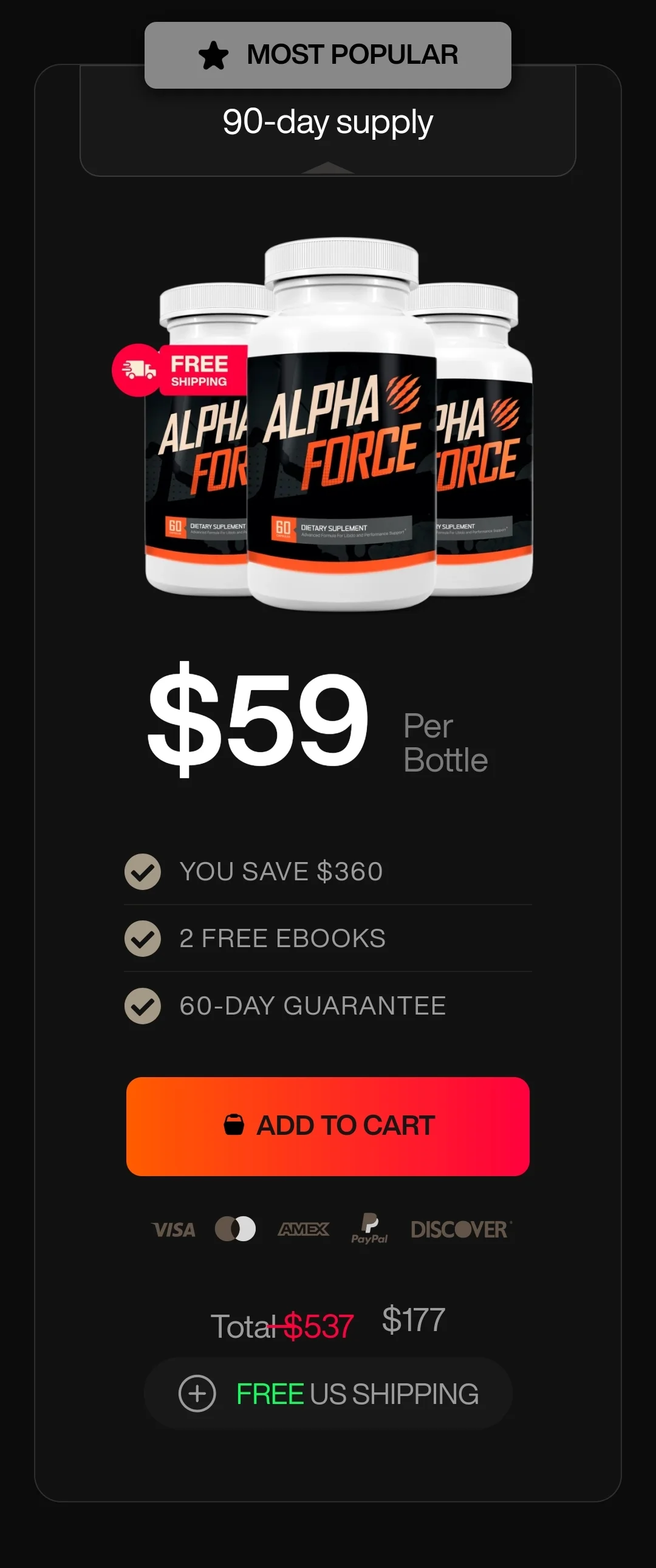 AlphaForce™ 3 bottles pricing